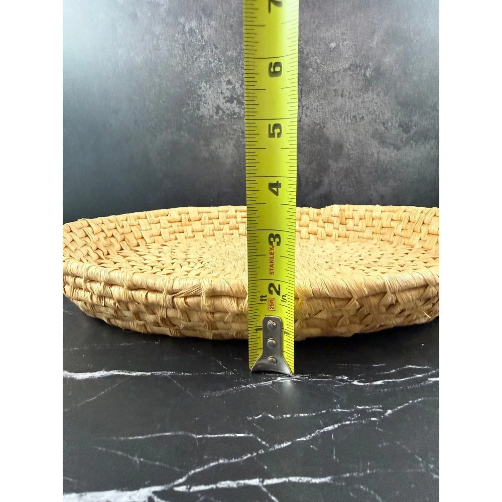 VTG Hand Woven Sea Grass Wicker Rattan Oval Tray 13 1/2in X 15 1/2in